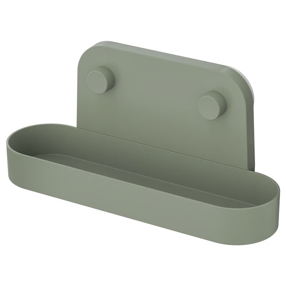 Ikea ÖBONÄS Wall shelf with suction cup, gray-green, 11 " For Bath Or Kitchen